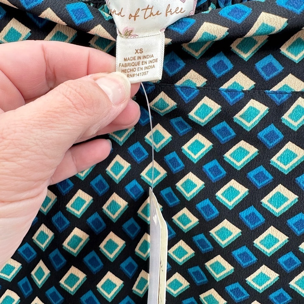 BAND OF THE FREE Colette teal diamond ruffled hem mini woman retro skirt NWT XS - Picture 6 of 11